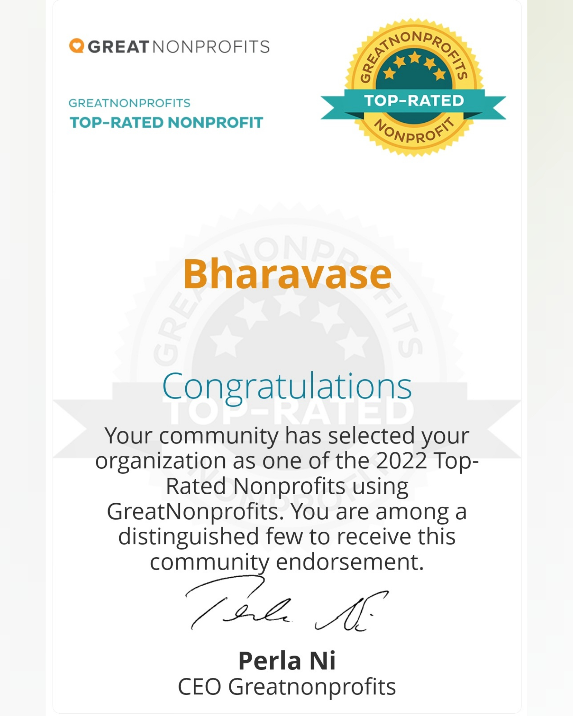 Bharavase appreciation